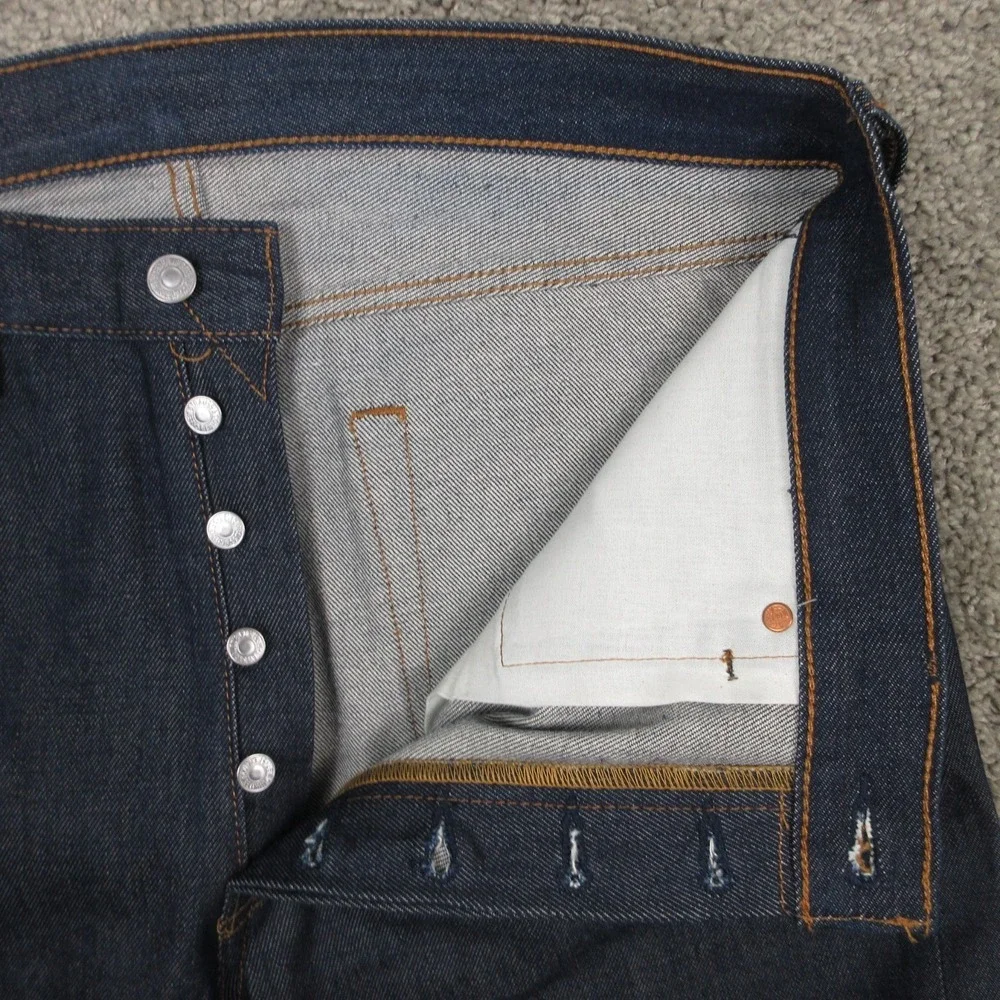 Levis Jeans Mens 34x30 Blue 501 Button Fly Original Straight Raw Denim Pants